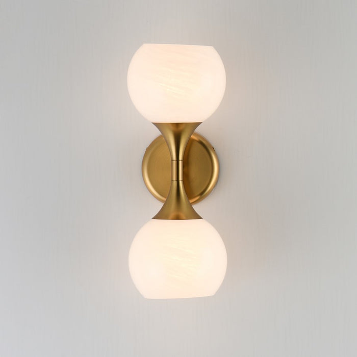 Maxim Lighting Neve 2 Light Wall Sconce, Natural Aged Brass/Marble