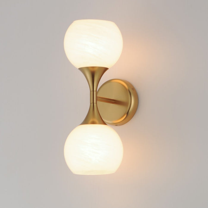 Maxim Lighting Neve 2 Light Wall Sconce, Natural Aged Brass/Marble