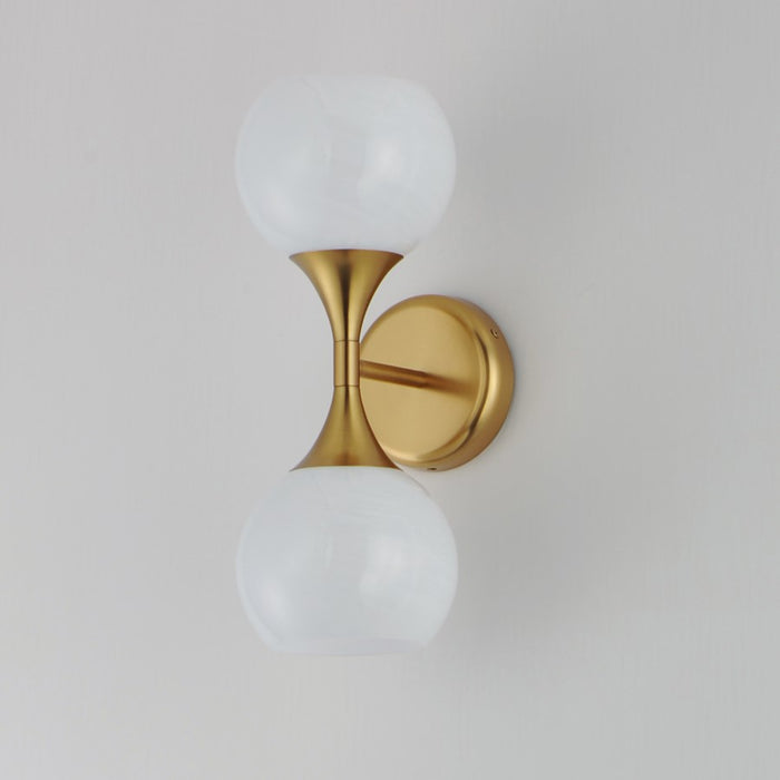 Maxim Lighting Neve 2 Light Wall Sconce, Natural Aged Brass/Marble