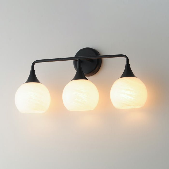 Maxim Lighting Neve 3 Light Bath Vanity, Black/Marble