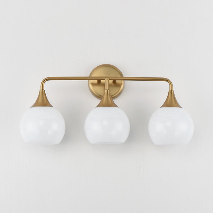 Maxim Lighting Neve 3 Light Bath Vanity, Natural Aged Brass/Marble