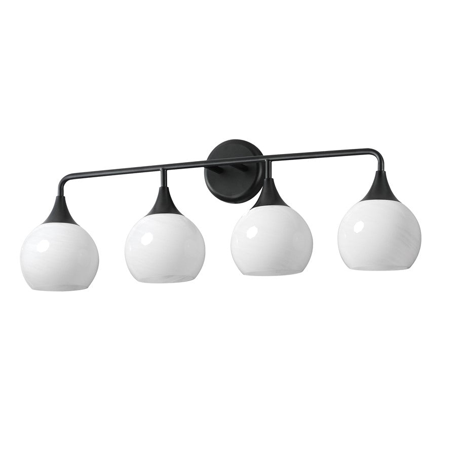 Maxim Lighting Neve 4 Light Bath Vanity, Black/Marble - 21224MRBK