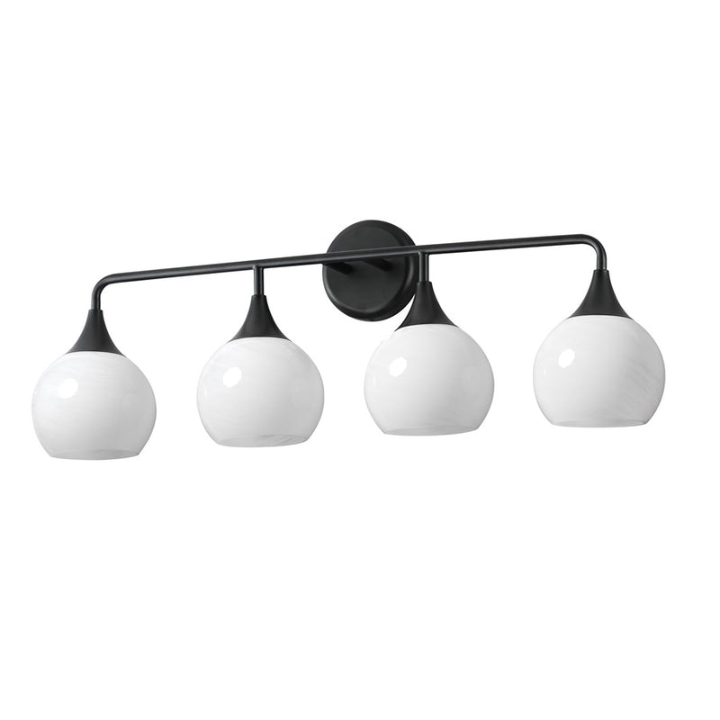 Maxim Lighting Neve 4 Light Bath Vanity, Black/Marble