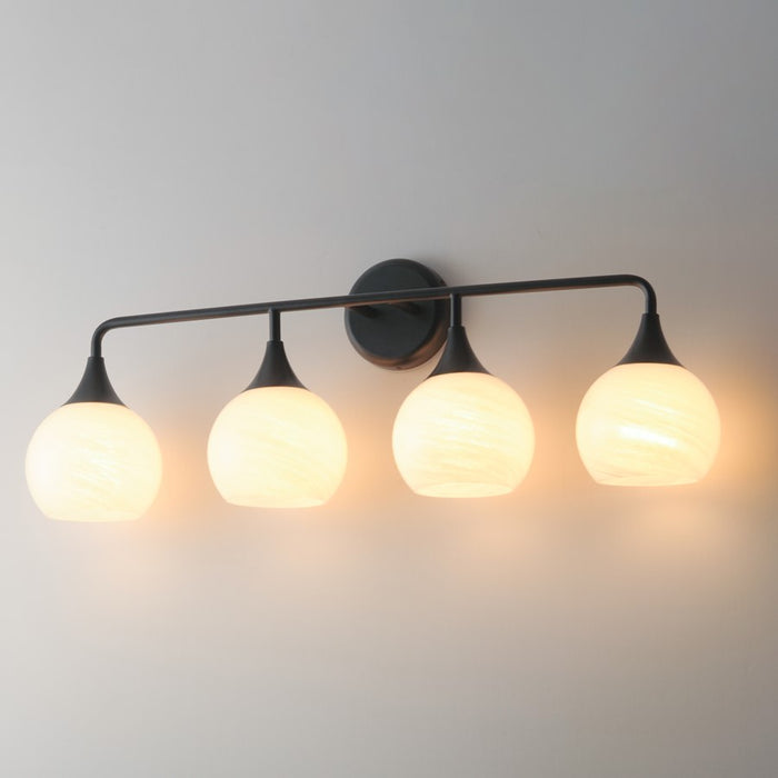 Maxim Lighting Neve 4 Light Bath Vanity, Black/Marble