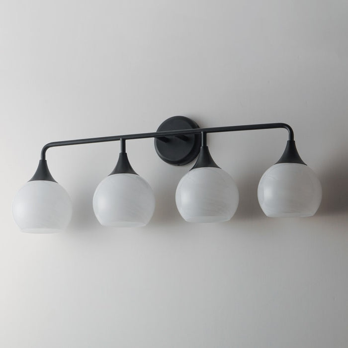 Maxim Lighting Neve 4 Light Bath Vanity, Black/Marble