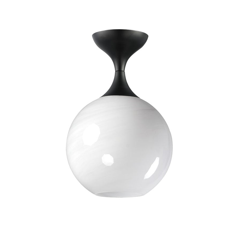 Maxim Lighting Neve 1 Light Semi-Flush Mount, Black/Marble - 21229MRBK