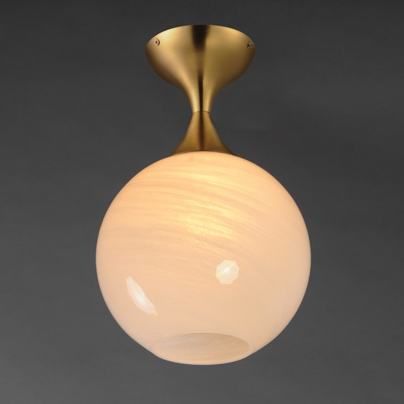 Maxim Lighting Neve 1 Light Semi-Flush Mount, Aged Brass/Marble
