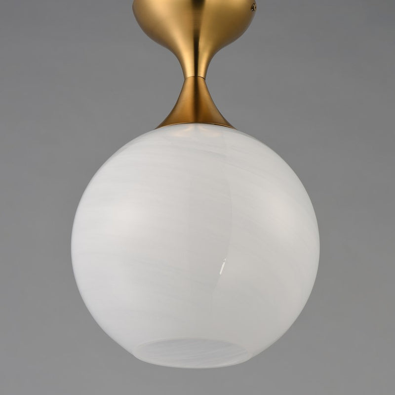 Maxim Lighting Neve 1 Light Semi-Flush Mount, Aged Brass/Marble