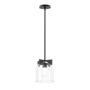 Maxim Lighting Scoop 1 Light Pendant/Flush Mount, Black/Clear - 21230CLBK