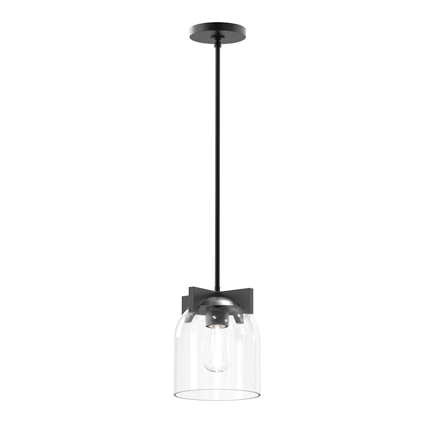 Maxim Lighting Scoop 1 Light Pendant/Flush Mount, Black/Clear - 21230CLBK