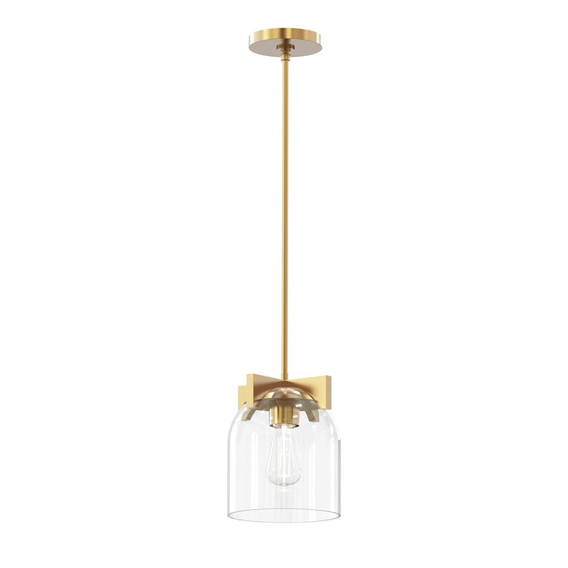 Maxim Lighting Scoop 1 Light Pendant/Flush Mount, Aged Brass/Clear