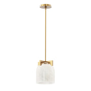 Maxim Lighting Scoop 1 Light Pendant/Flush Mount, Aged Brass/Marble - 21230MRNAB