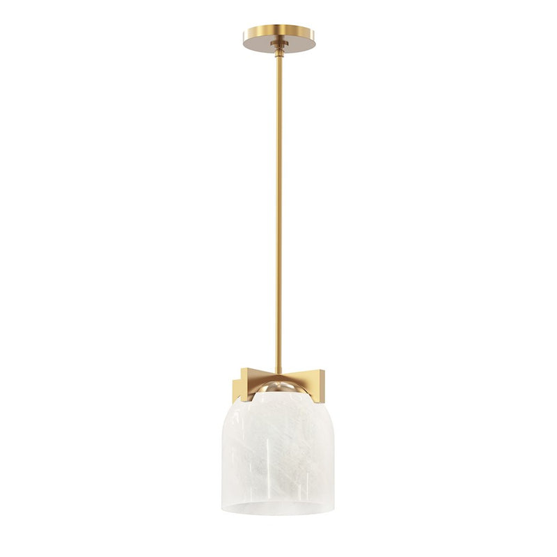 Maxim Lighting Scoop 1 Light Pendant/Flush Mount, Aged Brass/Marble