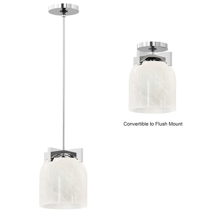 Maxim Lighting Scoop 1 Light Pendant/Flush Mount, Chrome/Marble