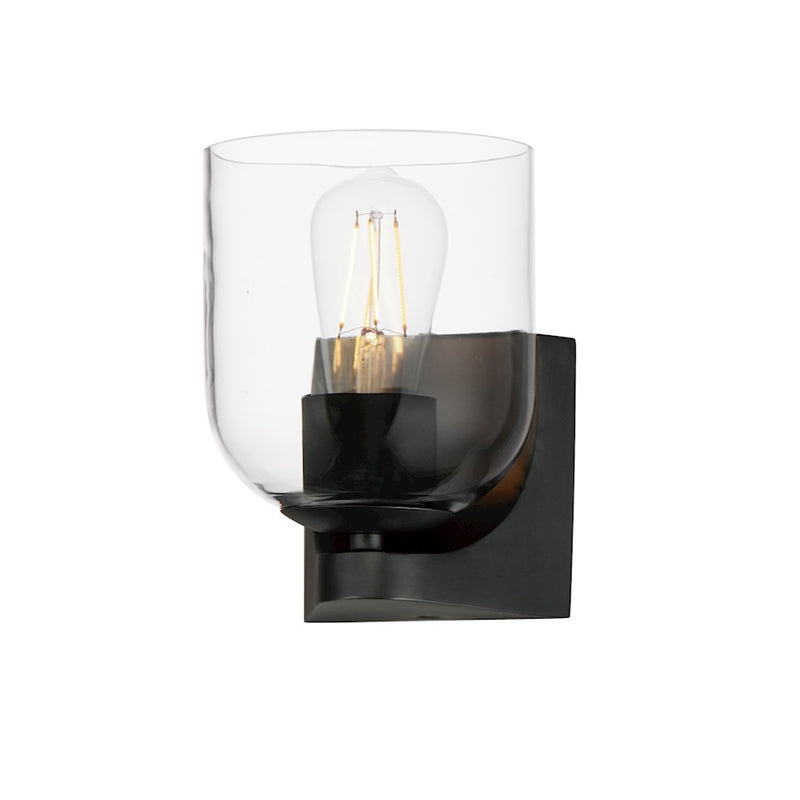 Maxim Lighting Scoop 1 Light Bath Vanity, Black/Clear