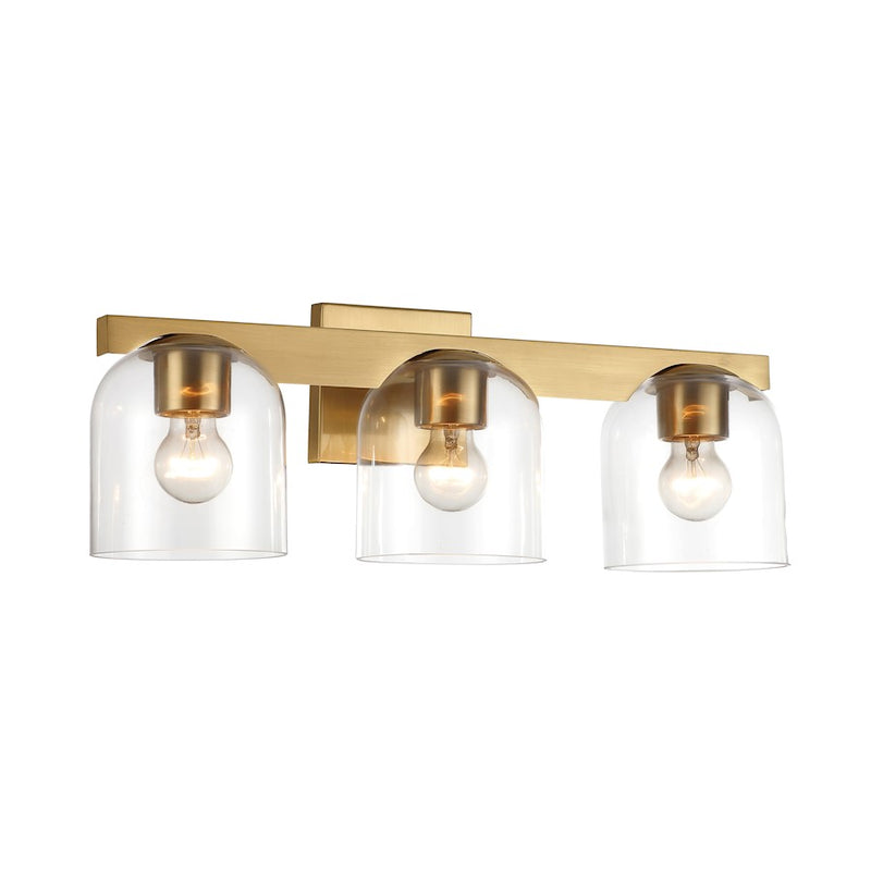 Maxim Lighting Scoop 3 Light Bath Vanity, Natural Aged Brass/Clear
