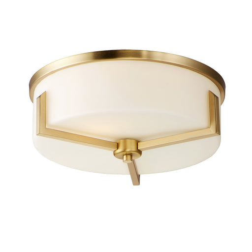 Maxim Lighting Dart 14in 3-Light Flush Mount | Modernist Satin Brass and Satin White Glass | Bedroom & Hallway Ceiling Light | Model 21280SWSBR