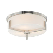 Maxim Lighting Dart 14in 3-Light Flush Mount | Modernist Satin Nickel and Satin White Glass | Bedroom & Hallway Ceiling Light | Model 21280SWSN