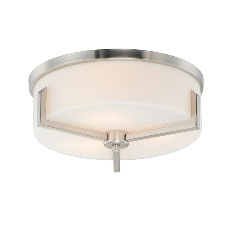 Maxim Lighting Dart 14in 3-Light Flush Mount | Modernist Satin Nickel and Satin White Glass | Bedroom & Hallway Ceiling Light | Model 21280SWSN