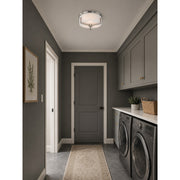Maxim Lighting Dart 14in 3-Light Flush Mount | Modernist Satin Nickel and Satin White Glass | Bedroom & Hallway Ceiling Light | Model 21280SWSN