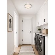 Maxim Lighting Dart 14in 3-Light Flush Mount | Modernist Satin Nickel and Satin White Glass | Bedroom & Hallway Ceiling Light | Model 21280SWSN