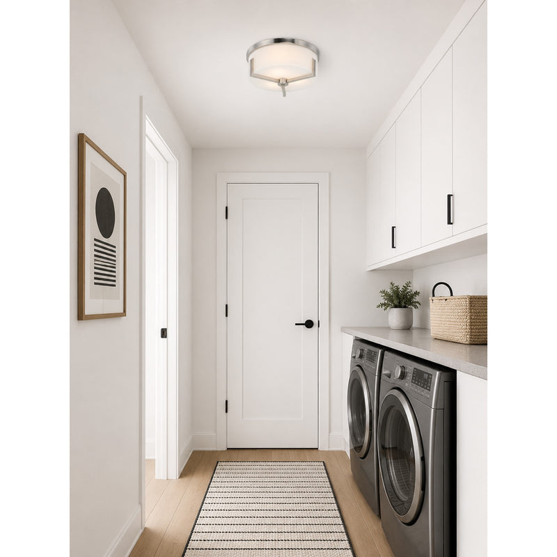 Maxim Lighting Dart 14in 3-Light Flush Mount | Modernist Satin Nickel and Satin White Glass | Bedroom & Hallway Ceiling Light | Model 21280SWSN