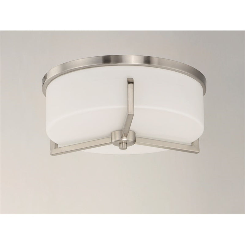Maxim Lighting Dart 14in 3-Light Flush Mount | Modernist Satin Nickel and Satin White Glass | Bedroom & Hallway Ceiling Light | Model 21280SWSN