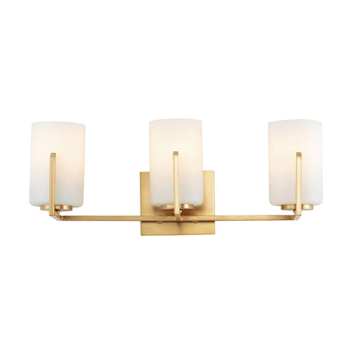 Maxim Lighting Dart 21in 3-Light Bath Vanity | Modernist Satin Brass and Satin White Glass | Bathroom & Powder Room | Model 21283SWSBR