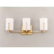 Maxim Lighting Dart 21in 3-Light Bath Vanity | Modernist Satin Brass and Satin White Glass | Bathroom & Powder Room | Model 21283SWSBR