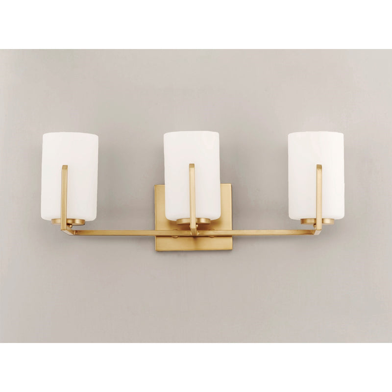 Maxim Lighting Dart 21in 3-Light Bath Vanity | Modernist Satin Brass and Satin White Glass | Bathroom & Powder Room | Model 21283SWSBR