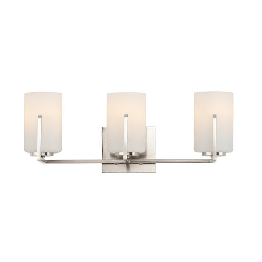 Maxim Lighting Dart 21in 3-Light Bath Vanity | Modernist Satin Nickel and Satin White Glass | Bathroom & Powder Room | Model 21283SWSN