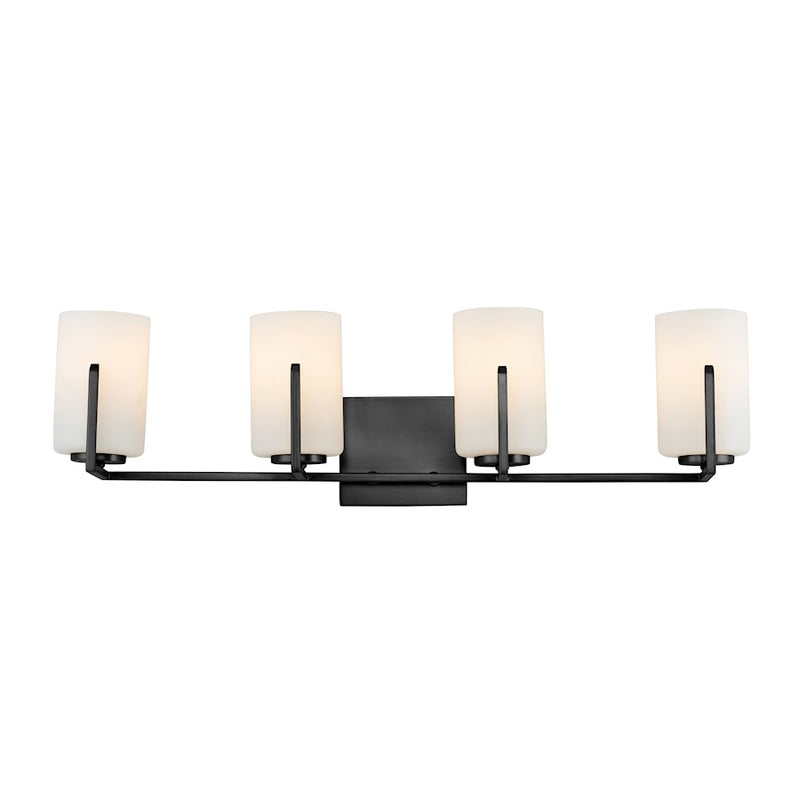 Maxim Lighting Dart 4 Light Bath Vanity, Black/Satin White