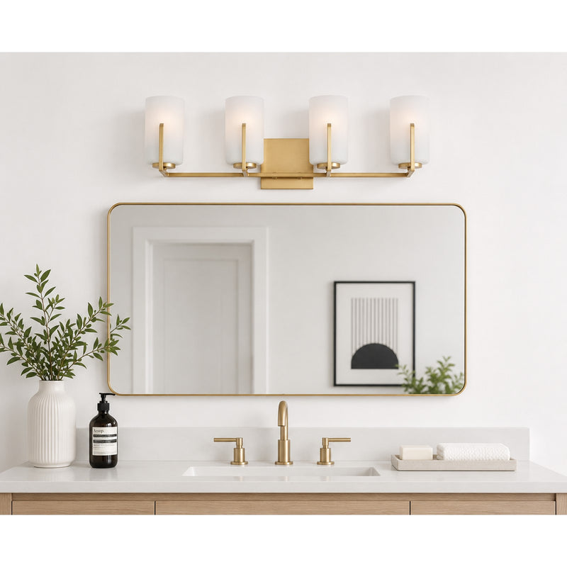 Maxim Lighting Dart 4-Light Bath Vanity, Satin Brass/Satin White