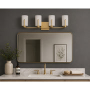 Maxim Lighting Dart 4-Light Bath Vanity, Satin Brass/Satin White