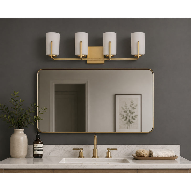 Maxim Lighting Dart 4-Light Bath Vanity, Satin Brass/Satin White