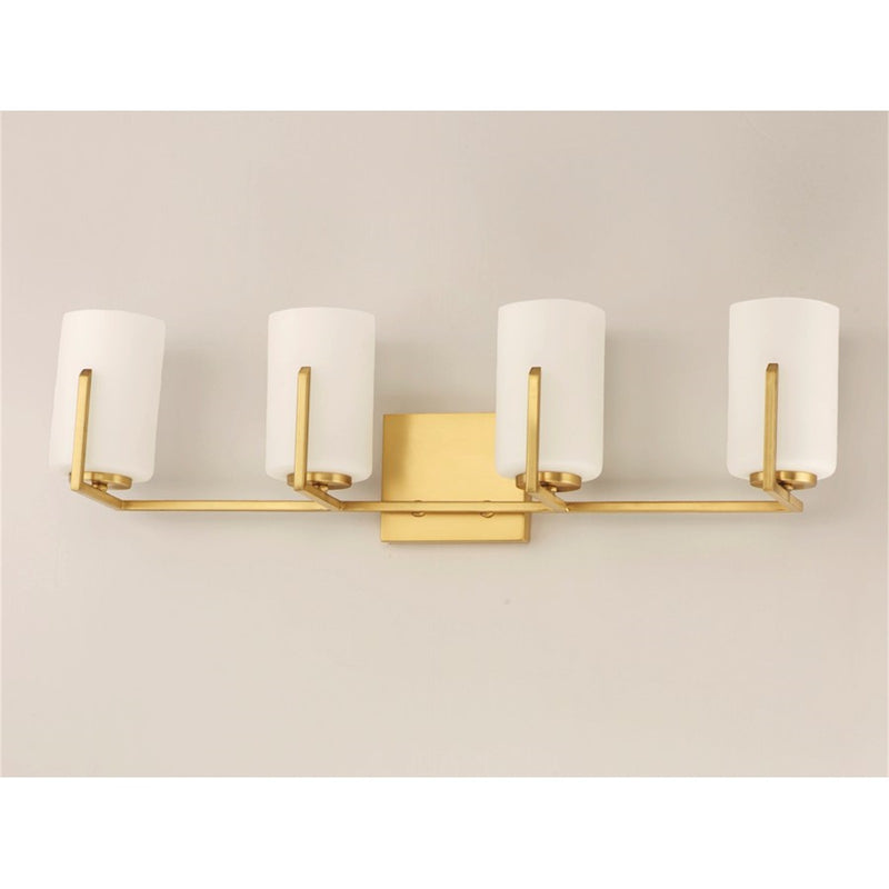 Maxim Lighting Dart 4-Light Bath Vanity, Satin Brass/Satin White