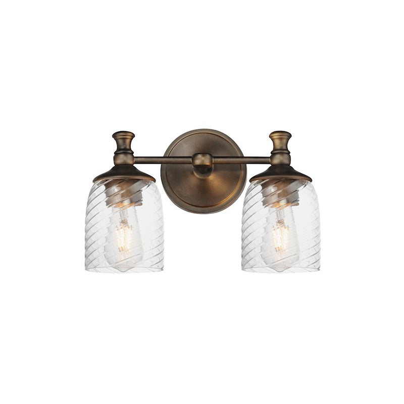 Maxim Lighting Swirl 2 Light Wall Sconce, Bronze/Clear Ribbed