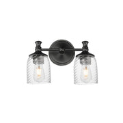 Maxim Lighting Swirl 2 Light Wall Sconce, Black/Clear Ribbed - 21352CRBK