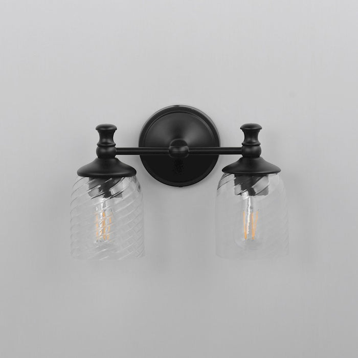 Maxim Lighting Swirl 2 Light Wall Sconce, Black/Clear Ribbed