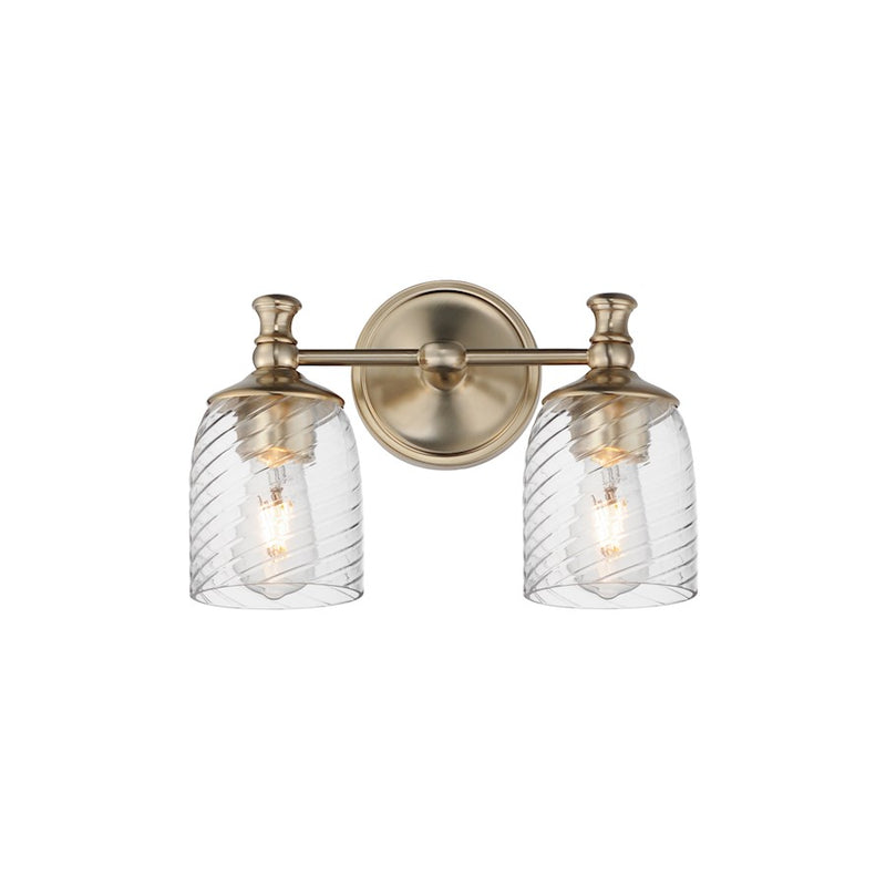Maxim Lighting Swirl 2 Light Wall Sconce, Champagne/Clear Ribbed