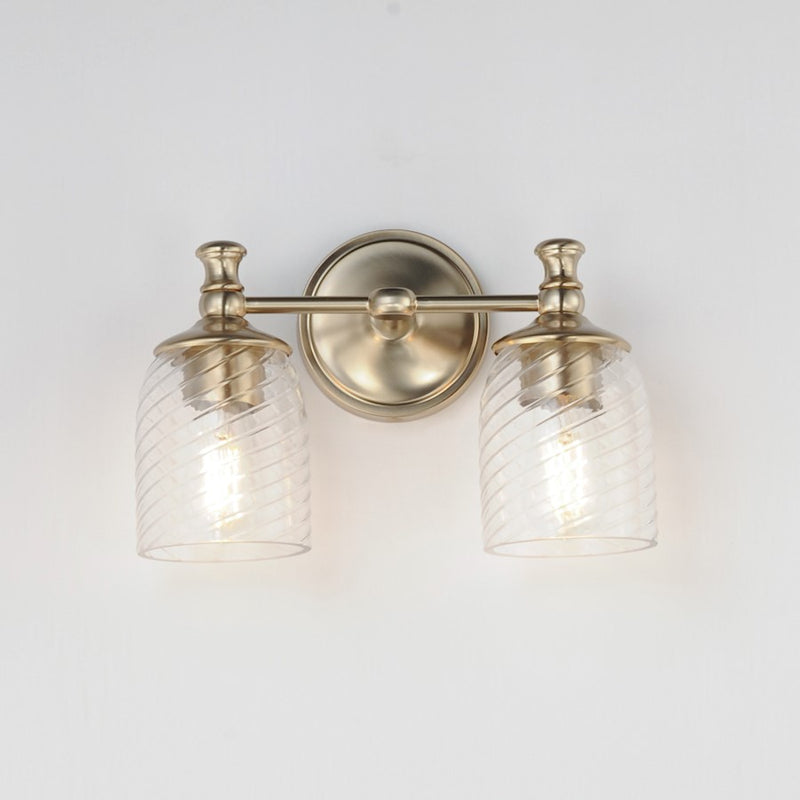 Maxim Lighting Swirl 2 Light Wall Sconce, Champagne/Clear Ribbed