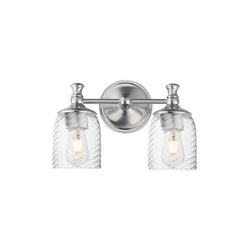 Maxim Lighting Swirl 2 Light Wall Sconce, Satin Nickel/Clear Ribbed