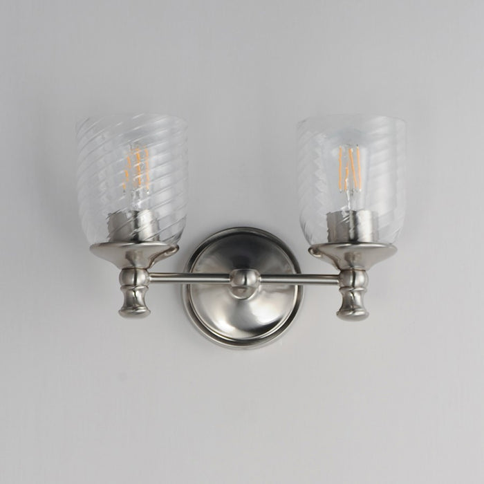 Maxim Lighting Swirl 2 Light Wall Sconce, Satin Nickel/Clear Ribbed