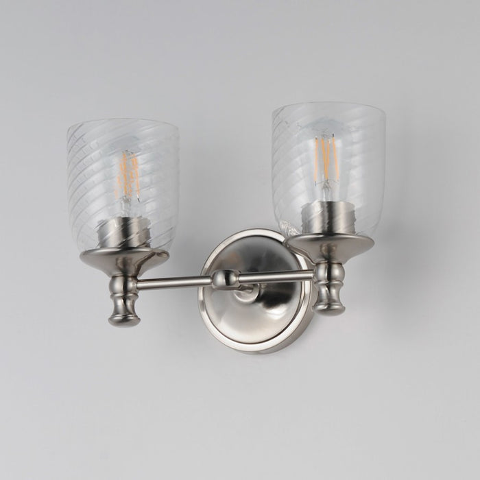 Maxim Lighting Swirl 2 Light Wall Sconce, Satin Nickel/Clear Ribbed