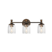 Maxim Lighting Swirl 3 Light Bath Vanity, Bronze/Clear Ribbed