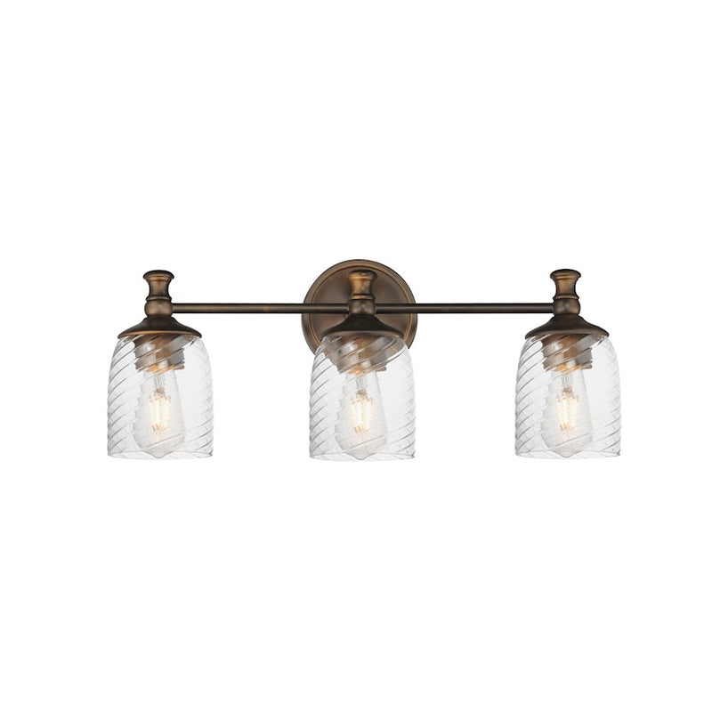 Maxim Lighting Swirl 3 Light Bath Vanity, Bronze/Clear Ribbed