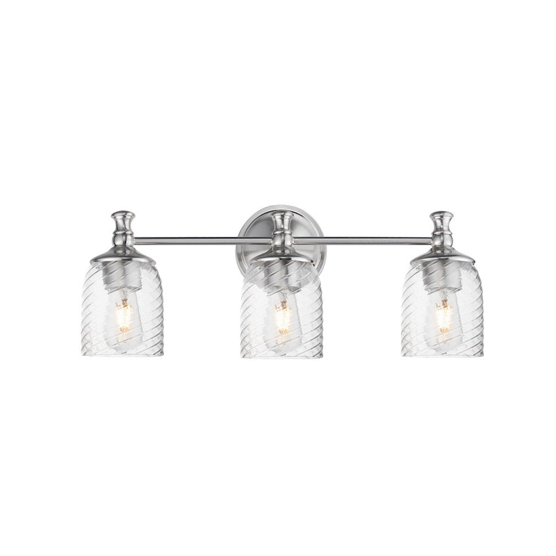 Maxim Lighting Swirl 3 Light Bath Vanity, Satin Nickel/Clear Ribbed
