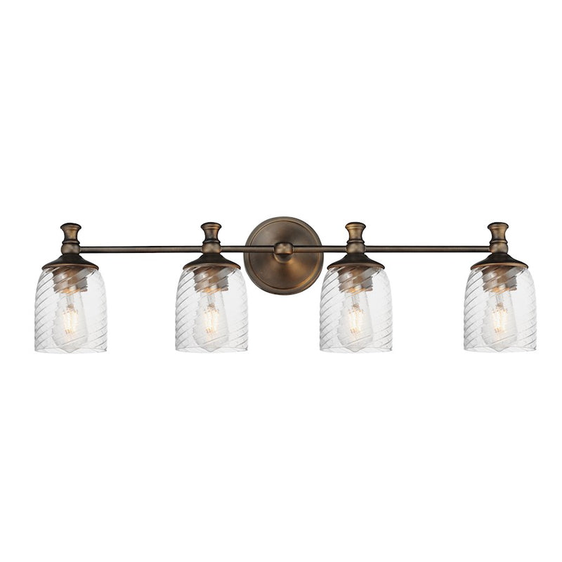 Maxim Lighting Swirl 4 Light Bath Vanity, Bronze/Clear Ribbed