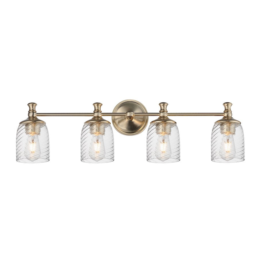 Maxim Lighting Swirl 4 Light Bath Vanity, Champagne/Clear Ribbed - 21354CRSCH