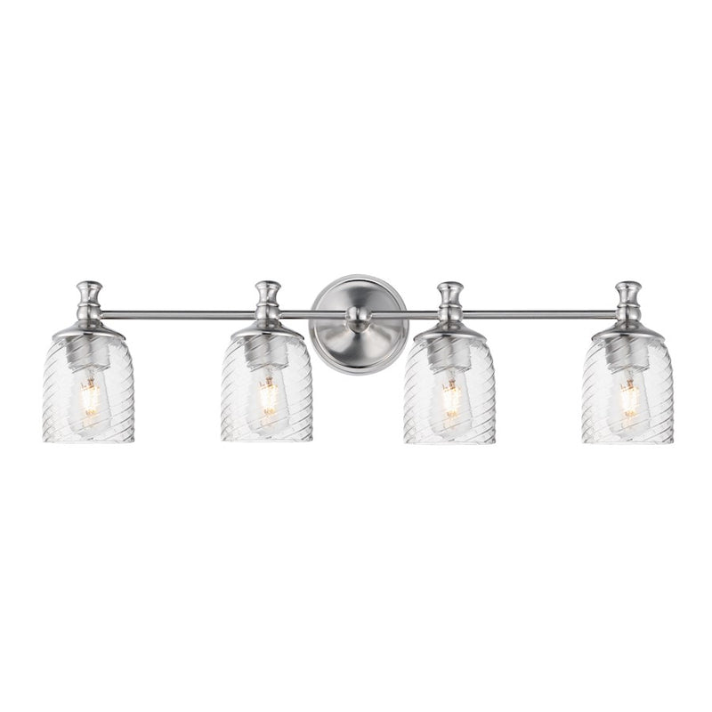 Maxim Lighting Swirl 4 Light Bath Vanity, Satin Nickel/Clear Ribbed